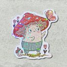Butterfly Mushroom Character Die Cut Holographic Magnet