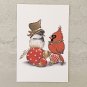 Chickadee and Cardinal Birds Christmas Holiday Stationery Postcards 5 Piece Set