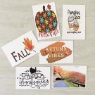 Fall and Happy Thanksgiving Turkey Banner Greeting Stationery Postcards 6 Piece Set
