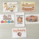 Fall and Happy Thanksgiving Turkey Greeting Stationery Postcards 6 Piece Set