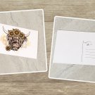Highland Cow with Sunflower Tiara Stationery Postcards 5 Piece Set