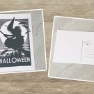 Halloween Black and White Flying Witch Stationery Postcards 5 Piece Set