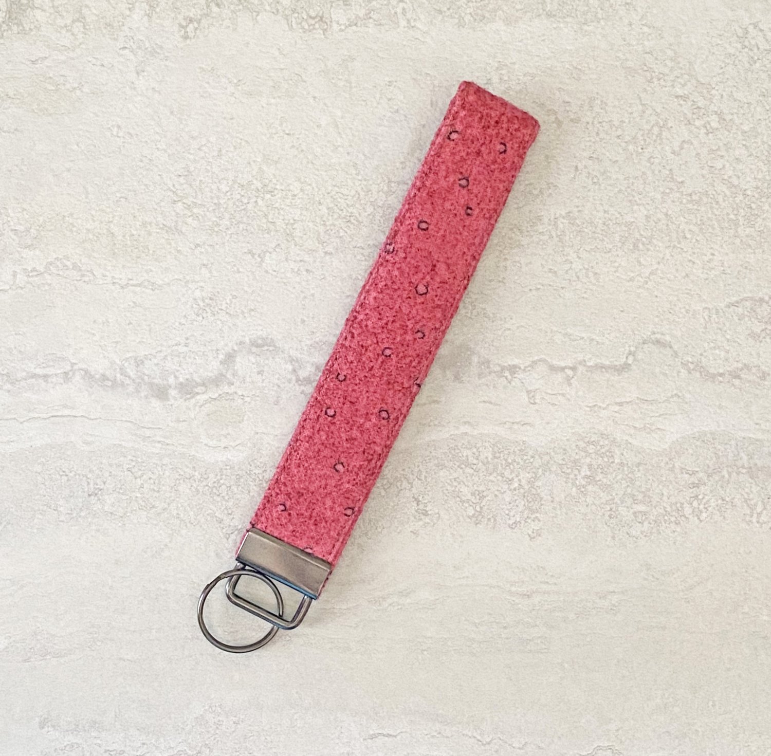 Decorative Red with Black Specks Fabric Key fob wristlet Handmade