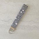 Gray Floral Garden Fabric Key fob wristlet Handmade