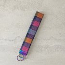 Rainbow Plaid Fabric Key fob wristlet Handmade