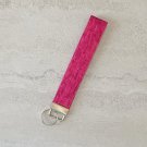 Hot Pink Fuchsia Fabric Key fob wristlet Handmade