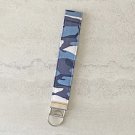 Blue Camouflage Camo Fabric Key fob wristlet Handmade