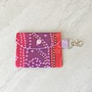 Red Purple Geometric Fabric Card Wallet Handmade