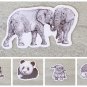 Black and White Animal Wildlife Waterproof Die Cut Stickers 15 Piece Set