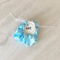 Rose Blue White Satin Scrunchies Ponytail Holders 3 Piece Set Handmade