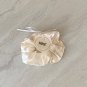 Rose Blue White Satin Scrunchies Ponytail Holders 3 Piece Set Handmade