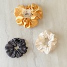 Gold Black White Satin Scrunchies Ponytail Holders 3 Piece Set Handmade