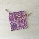 Purple Floral Wildflowers Mini Fabric Zipper Pouch Handmade