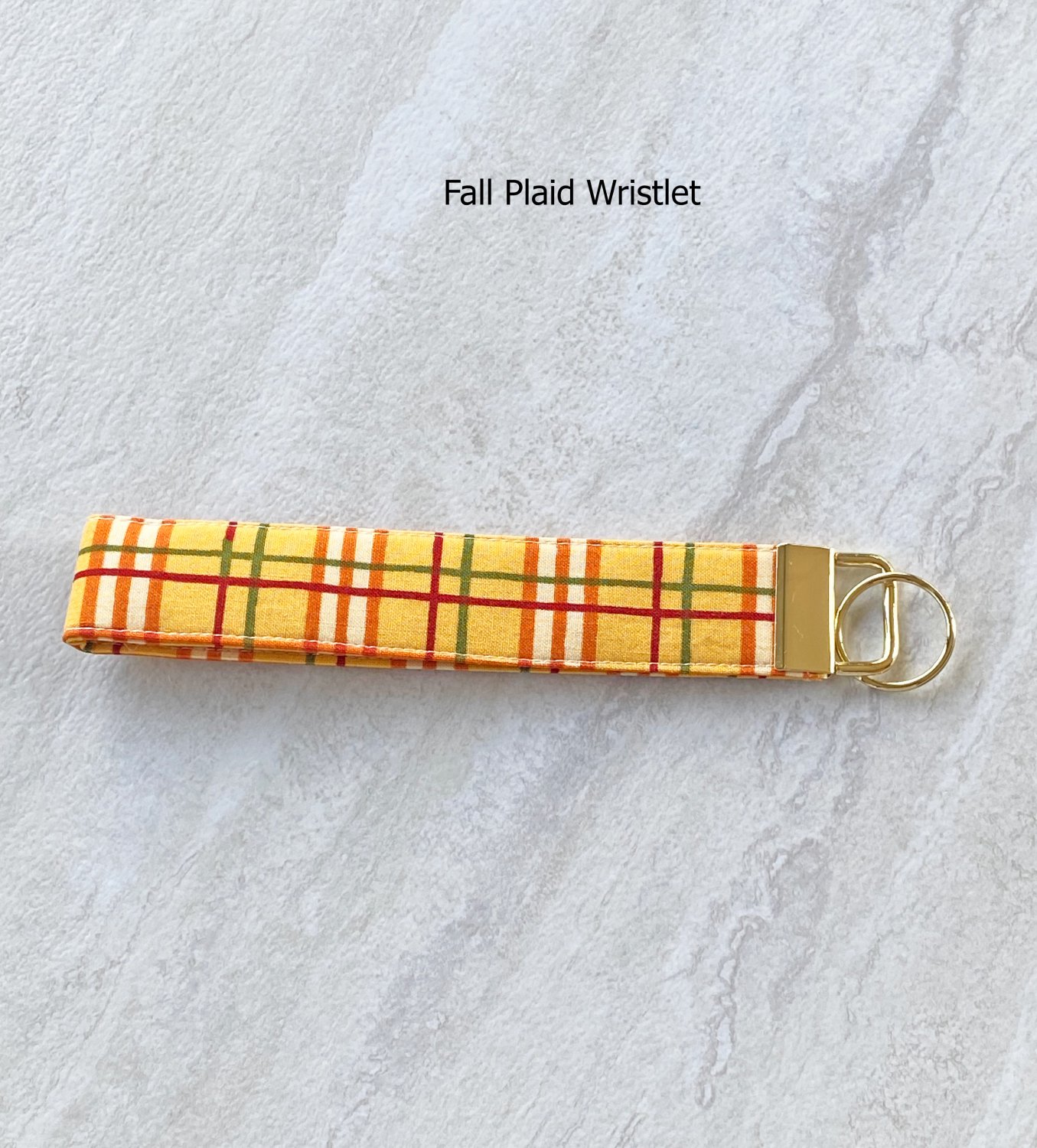 Fall Plaid Colors Fabric Key fob wristlet Handmade