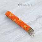 Fall Leaves and Acorns Fabric Key fob wristlet Handmade