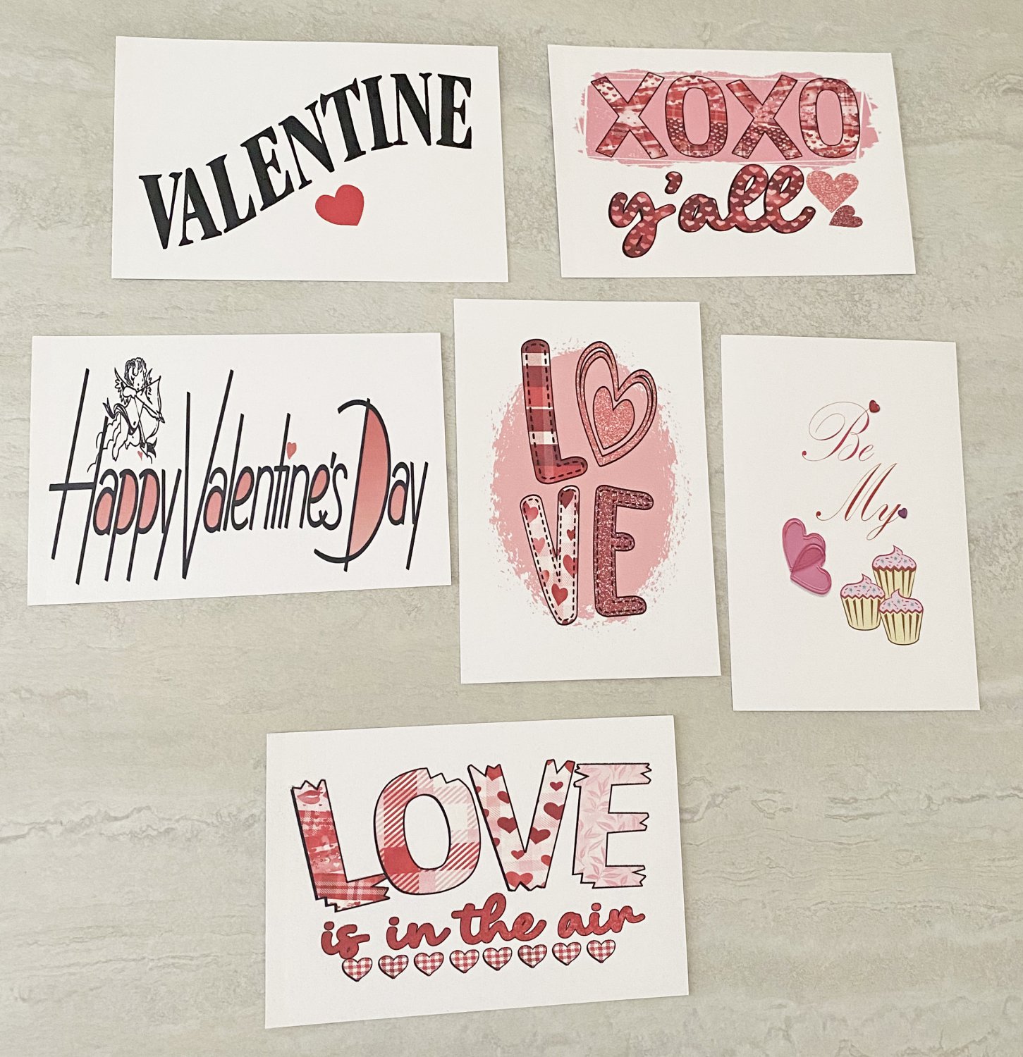 Sweetheart Themed Valentine's Day Postcards 6 Piece Set