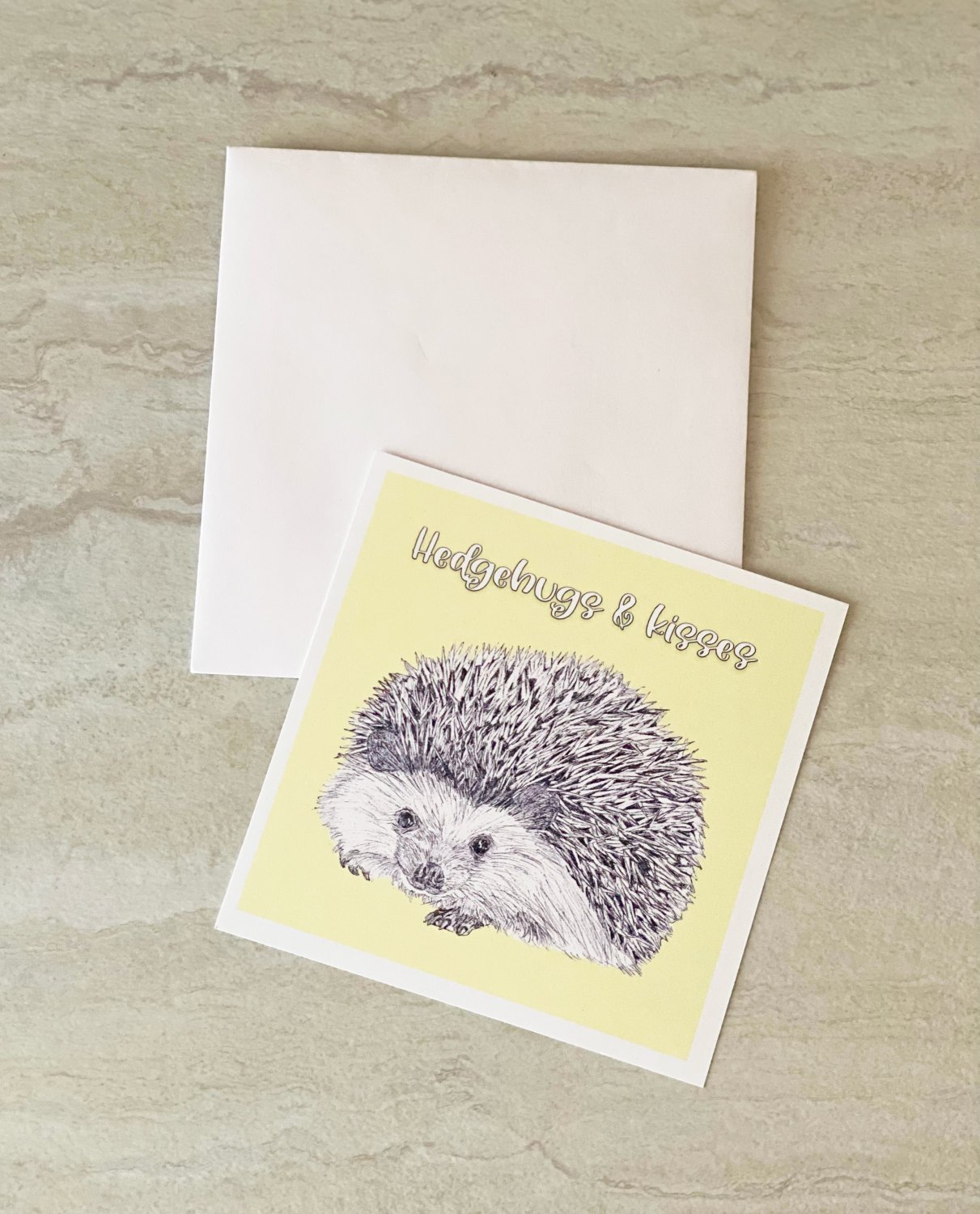Hedge Hugs and Kisses Hedgehog Friendship Greeting Notecard with envelope