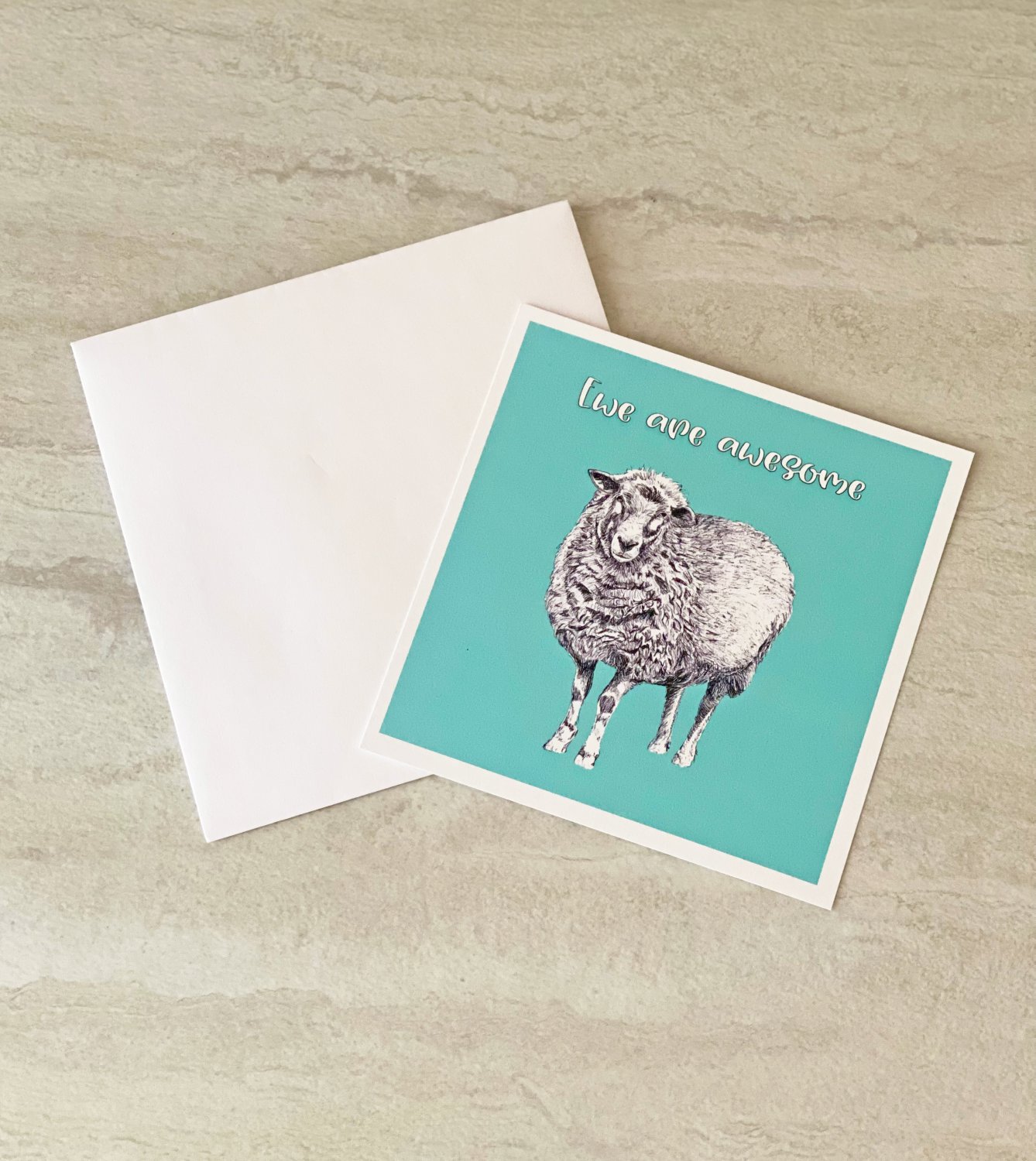 Ewe Are Awesome Sheep Friendship Greeting Notecard with envelope