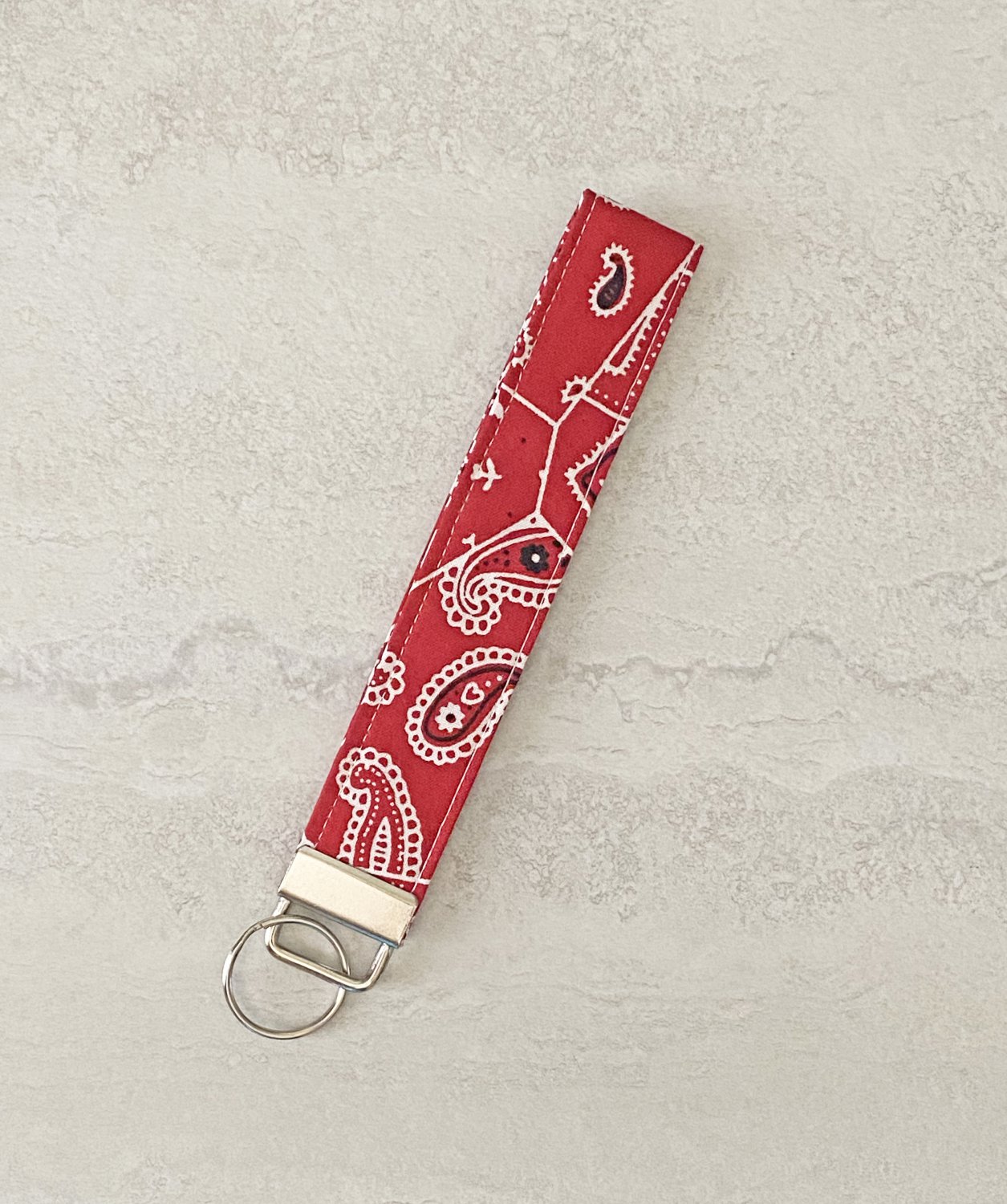 Red Bandana Cotton Fabric Key fob wristlet handmade