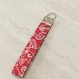 Red Bandana Cotton Fabric Key fob wristlet handmade