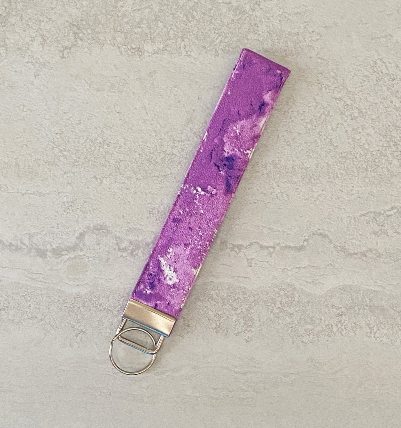 Purple Tie Dye Cotton Fabric Key fob wristlet handmade