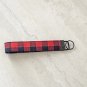 Red Black Buffalo Plaid Cotton Fabric Key fob wristlet handmade