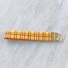 Yellow and Red Plaid Cotton Fabric Key fob wristlet handmade