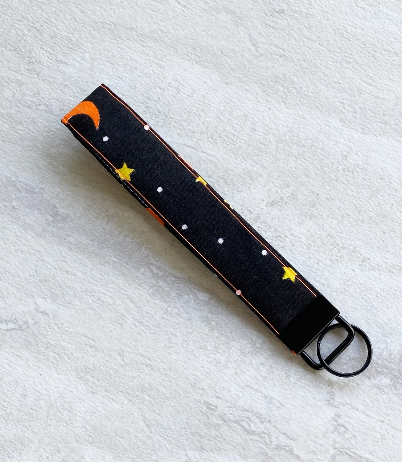 Moons and Stars Cotton Fabric Key fob wristlet handmade