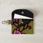 African Pattern Fabric Black Green Pink Snap Card Wallet handmade