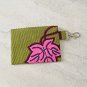 African Pattern Fabric Black Green Pink Snap Card Wallet handmade