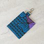 African Pattern Fabric Blue Purple Black Snap Card Wallet handmade