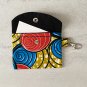 African Pattern Fabric Red Blue Gold Snap Card Wallet handmade