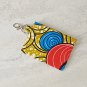 African Pattern Fabric Red Blue Gold Snap Card Wallet handmade