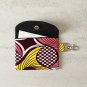 African Pattern Fabric Yellow Maroon Pink Snap Card Wallet handmade