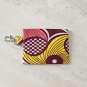 African Pattern Fabric Yellow Maroon Pink Snap Card Wallet handmade