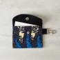 African Pattern Fabric Blue Purple Yellow Snap Card Wallet handmade