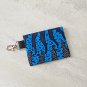 African Pattern Fabric Blue Purple Yellow Snap Card Wallet handmade