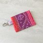 Red Purple Geometric Pattern Fabric Snap Card Wallet handmade