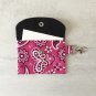 Pink Paisley Bandana Fabric Snap Card Wallet handmade