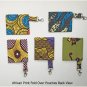 African Pattern Fabric Blue Purple Yellow Fold Over Pouch Keychain handmade
