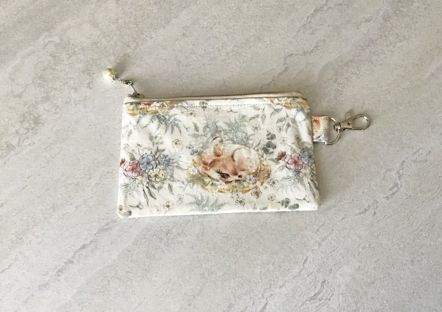 Baby Girl Deer Fabric Zipper Coin Purse handmade