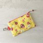 Daisy Flowers and Ladybugs Fabric Zipper Coin Purse handmade