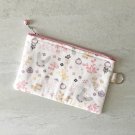 Woodland Bunny Rabbit Fabric Makeup Zipper Pouch with Key Ring handmade