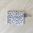 Blue Floral Fabric Snap Card Wallet handmade