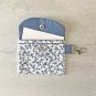 Blue Floral Fabric Snap Card Wallet handmade