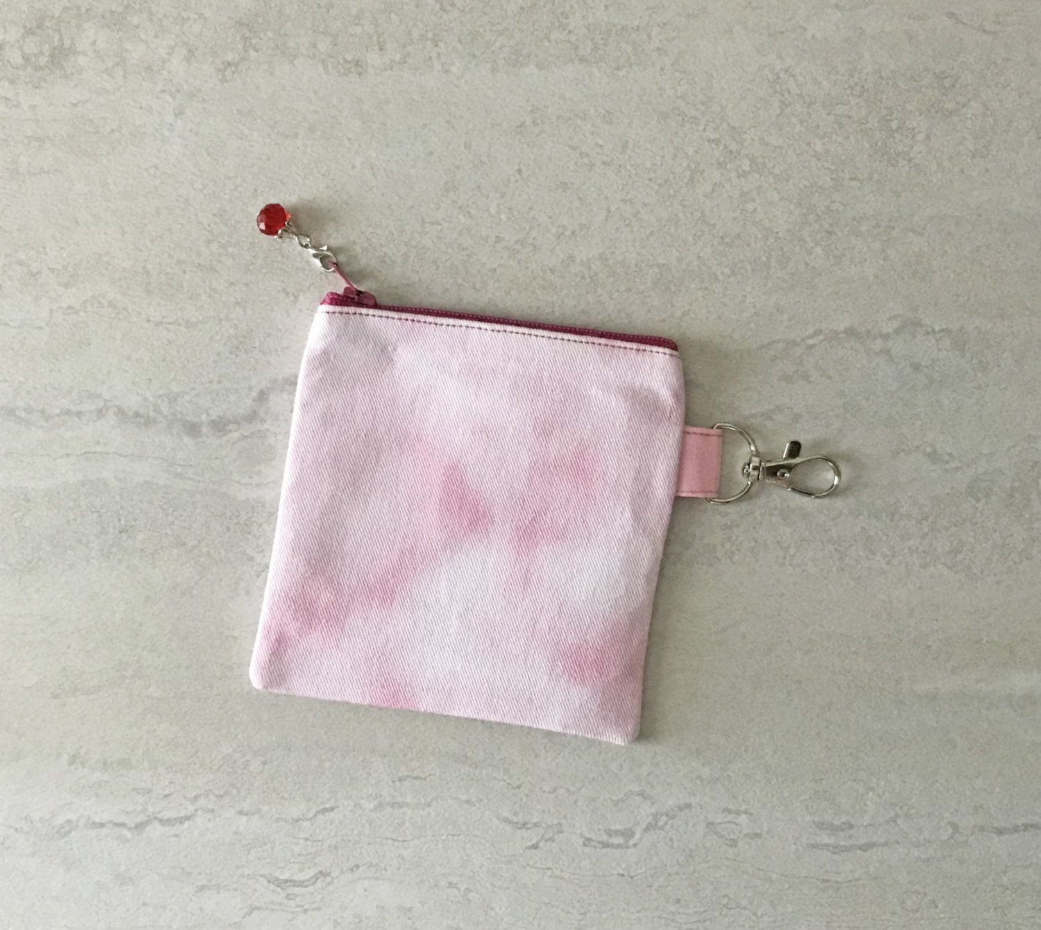 Pink Tie Dye Mini Fabric Zipper Pouch handmade