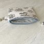 Gray Botanical Flowers Mini Fabric Zipper Pouch handmade