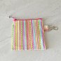 Pink Retro Stripes Mini Fabric Zipper Pouch handmade