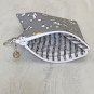 Gray Floral Pattern Mini Fabric Zipper Pouch handmade