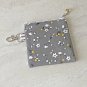 Gray Floral Pattern Mini Fabric Zipper Pouch handmade